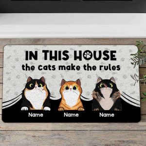 in this house the cats make the rules cat outdoor rug personalized pet doormat custom cat doormat funny rug for cat lovers gift welcome mat.jpeg