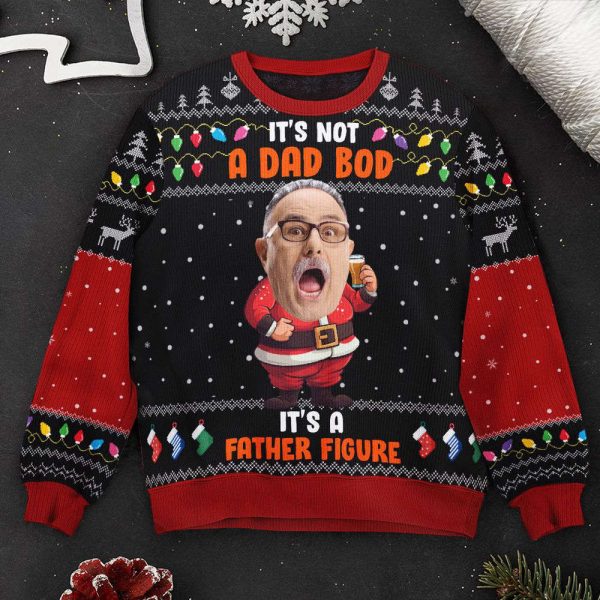 It’s Not A Dad Bob It’s A Father Figure Santa Face, Personalized Photo Ugly Sweater, For Men And Women