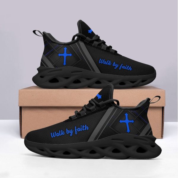 Jesus Black Blue Walk By Faith Running Sneakers 1 Max Soul Shoes  For Men And Women