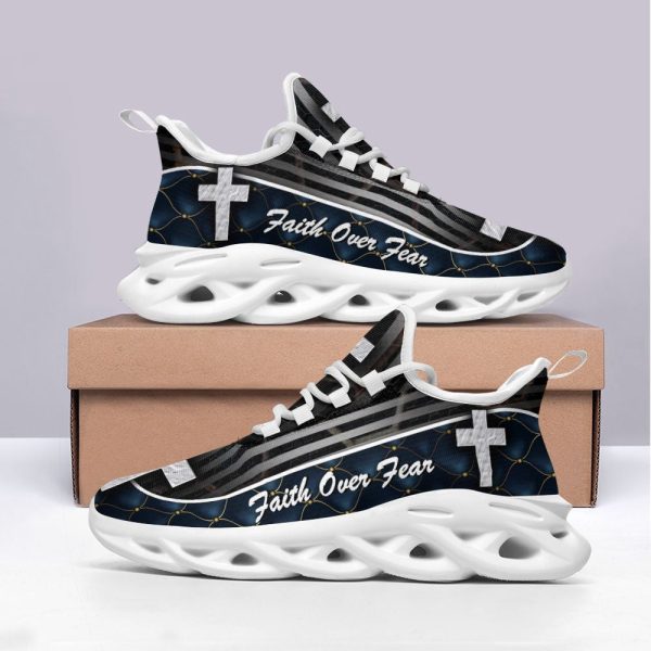 Jesus Black Faith Over Fear Running Sneakers Max Soul Shoes  For Men And Women