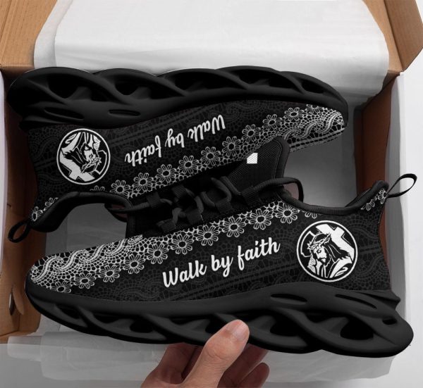 Jesus Black Walk By Faith Running Sneakers 1 Max Soul Shoes  For Men And Women