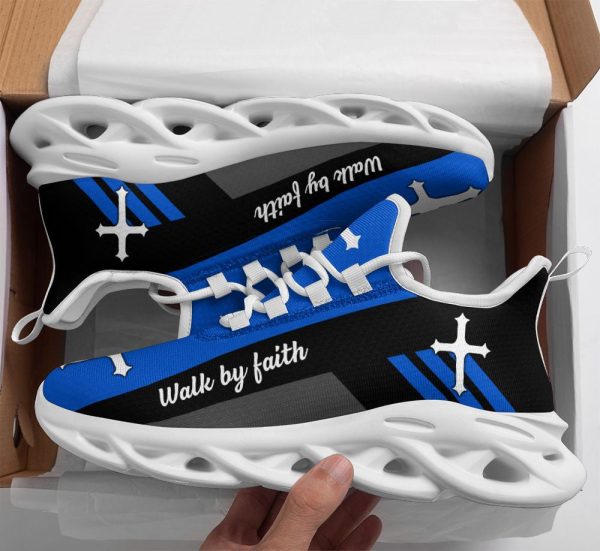 Jesus Blue Walk By Faith Running Sneakers 2 Max Soul Shoes  For Men And Women