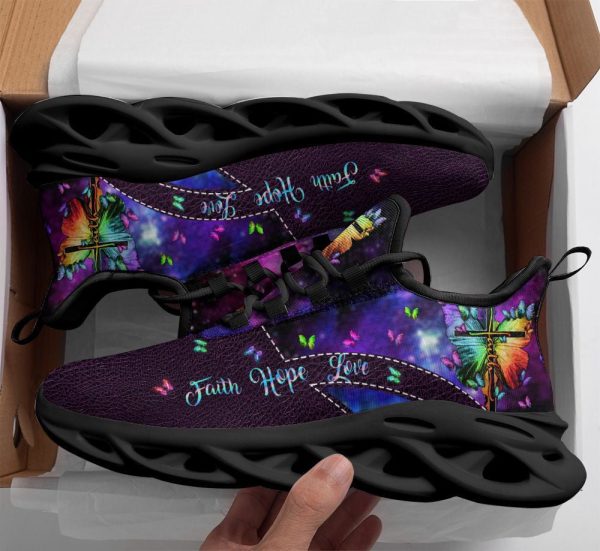 Jesus Faith Hope Love Running Sneakers Purple Max Soul Shoes  For Men And Women