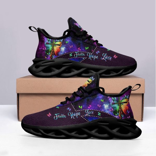 Jesus Faith Hope Love Running Sneakers Purple Max Soul Shoes  For Men And Women