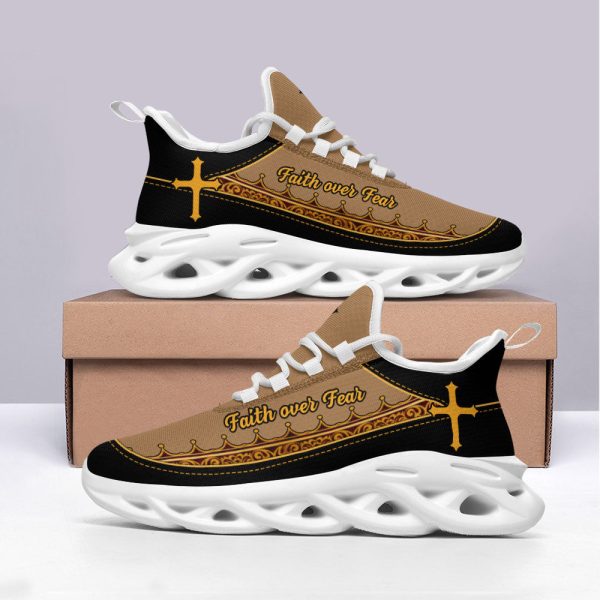 Jesus Faith Over Fear Running Sneakers Brown Max Soul Shoes  For Men And Women