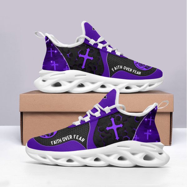 Jesus Faith Over Fear Running Sneakers Purple Max Soul Shoes  For Men And Women