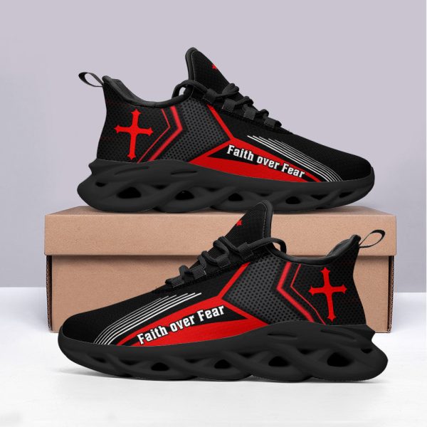 Jesus Faith Over Fear Running Sneakers Red Max Soul Shoes  For Men And Women