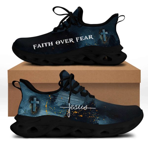 Jesus Faith Over Fear Running Sneakers White Black Max Soul Shoes  For Men And Women