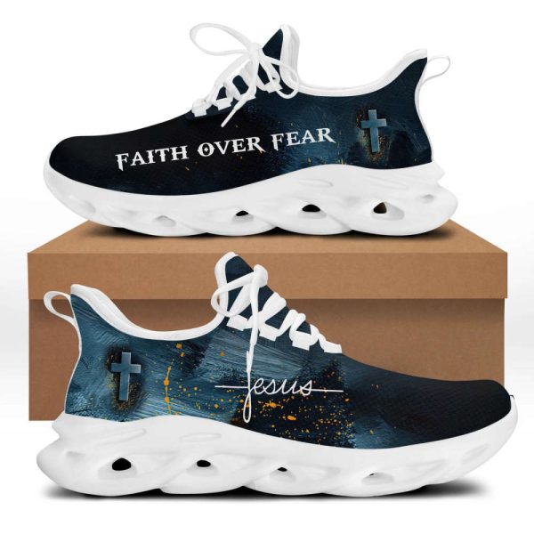 Jesus Faith Over Fear Running Sneakers White Black Max Soul Shoes  For Men And Women