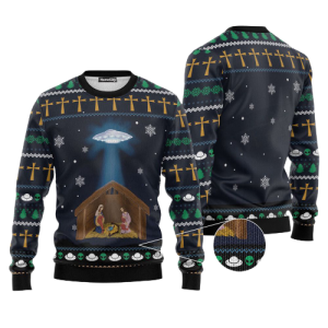 jesus nativity with ufo star christmas ugly sweater gift for men and women.png
