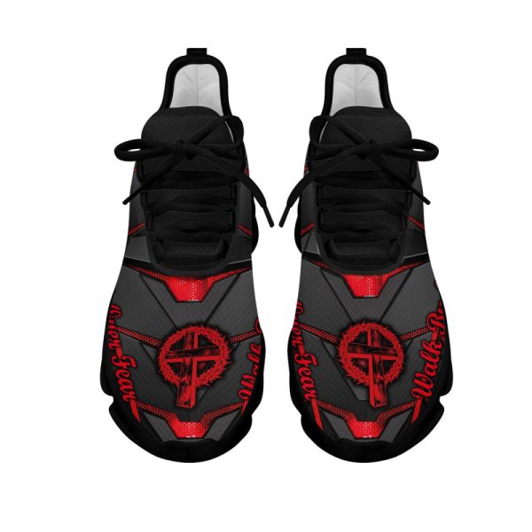 Jesus Red And Black Faith Over Fear Running Sneakers Max Soul Shoes  For Men And Women