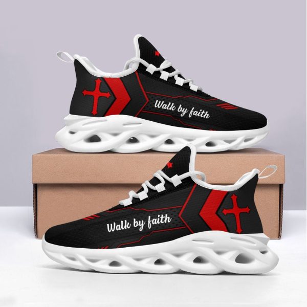 Jesus Red Walk By Faith Running Sneakers 1 Max Soul Shoes  For Men And Women