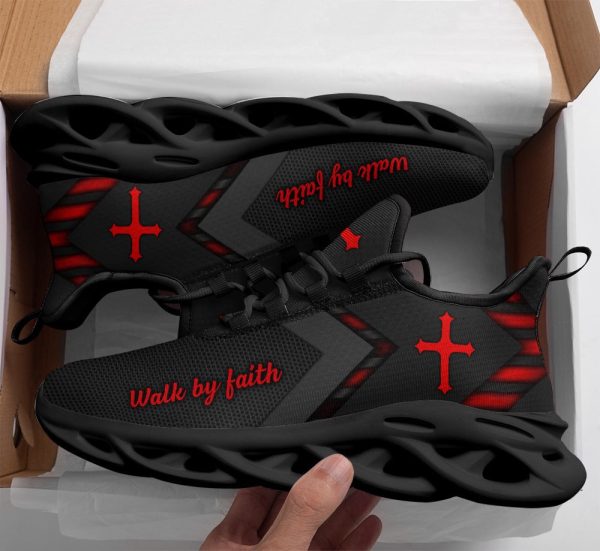 Jesus Walk By Faith Red Running Sneakers 2 Max Soul Shoes  For Men And Women