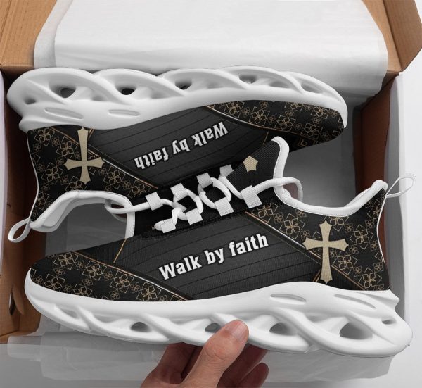 Jesus Walk By Faith Running Sneakers Black 3 Max Soul Shoes  For Men And Women