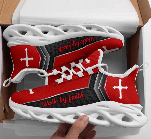 Jesus Walk By Faith Running Sneakers Red 2 Max Soul Shoes  For Men And Women
