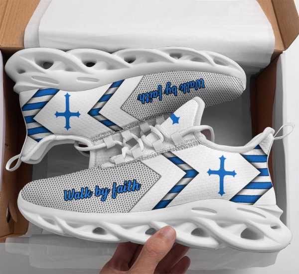 Jesus Walk By Faith Running Sneakers White 1 Max Soul Shoes  For Men And Women