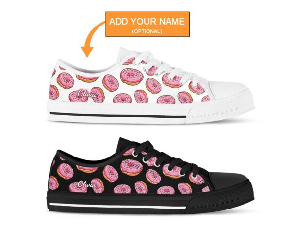 Kawaii Donuts Shoes, Donut Sneakers, Low Top Shoes For Donut Lover Gifts