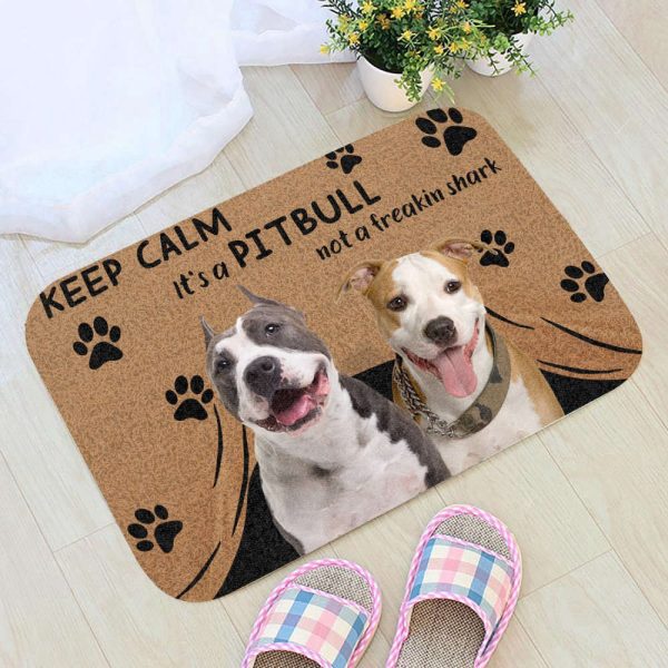 Keep Calm It’s a Pitbull Not a Freakin Shark Doormat, Gift For Dog Lovers