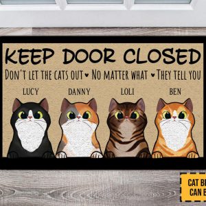 keep door closed don t let the cats out custom cat doormat personalized pet doormat cute cat doormat funny rug for cat lovers for cat mom 3.jpeg