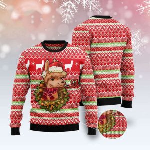Llama Loves Christmas Ugly Christmas Sweater,…