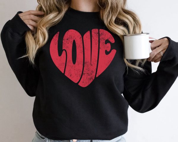 Love Hearts Sweatshirt, Valentines Day Sweatshirt, Valentines Day Shirts For Women