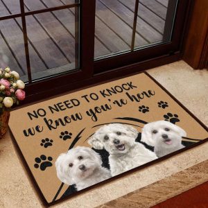 maltese no need to knock dog doormat welcome mat house warming gift home decor gift for dog lovers funny doormat gift idea 1.jpeg