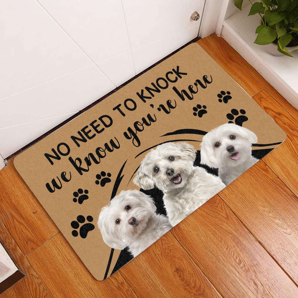 No Need To Knock We Know You Are Here Dog Doormat Personalized Dog Mud Mat,  Dog Doormat For Muddy Paws