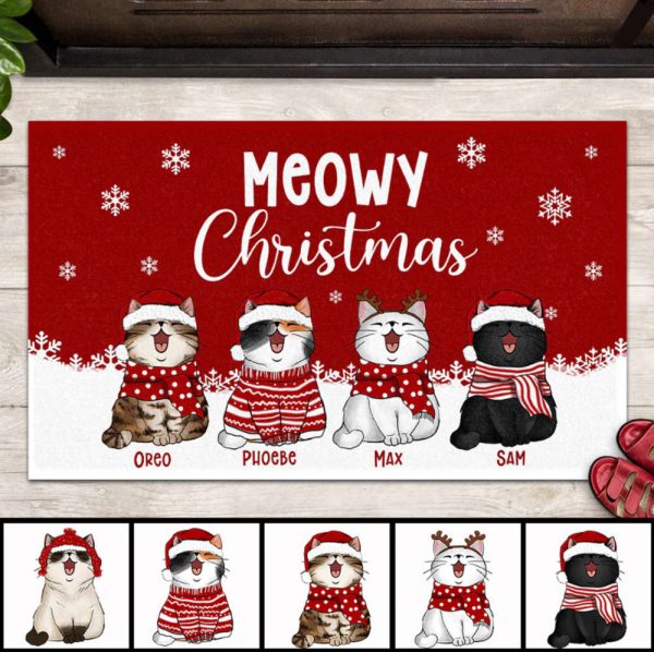 Meowy Catmas Christmas Personalized Doormat, Funny Welcome Mat, Gift For Christmas