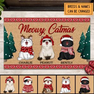 Meowy Catmas Christmas Personalized Doormat, Xmas…