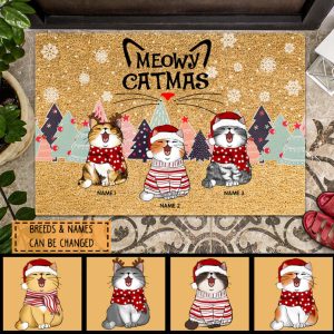 Meowy Catmas Christmas Personalized Doormat, Santa…