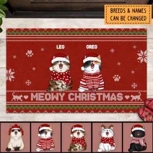 Meowy Catmas Christmas Personalized Doormat, Xmas…