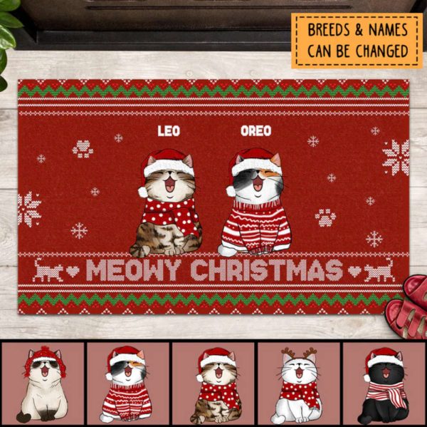 Meowy Catmas Christmas Personalized Doormat, Xmas Welcome Mat, Gift For Christmas