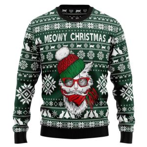 Meowy Christmas Ugly Christmas Sweater, Christmas…