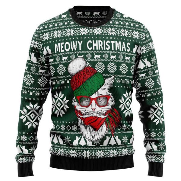 Meowy Christmas Ugly Christmas Sweater, Christmas Gifts, Christmas Sweatshirt