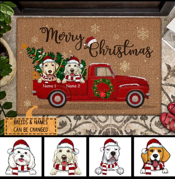 Merry Christmas Truck Personalized Dog Doormat, Dog Doormat, Gift For Christmas