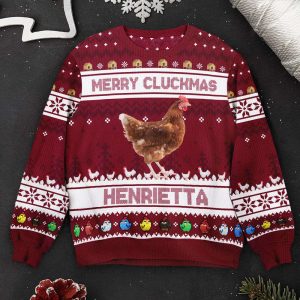 merry cluckmas chicken farmers clucker bird personalized photo ugly sweater for men and women 1.jpeg