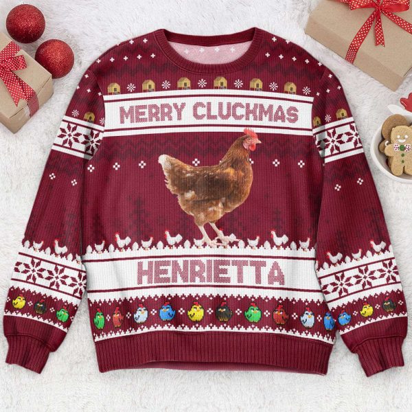 Merry Cluckmas Chicken Farmers Clucker Bird, Personalized Photo Ugly Sweater, For Men And Women