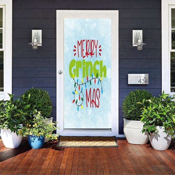 Merry Grinchmas Door Cover – Christmas Door Covers – Christmas Gift For Family