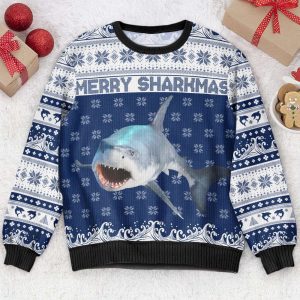 Merry Sharkmas, Personalized Photo Ugly Sweater,…