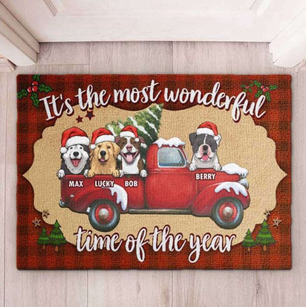 Most Wonderful Time of The Year Pet Christmas Personalized Doormat, Gift For Christmas