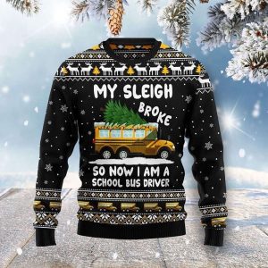 My Sleigh Broke Ugly Christmas Sweater,…