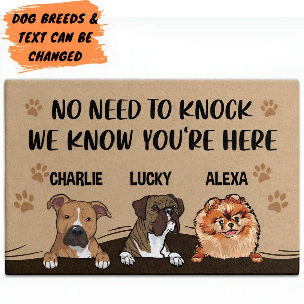 No Need To Knock Doormat, Gift For Dog Lovers, Personalized Doormat, New Home Gift