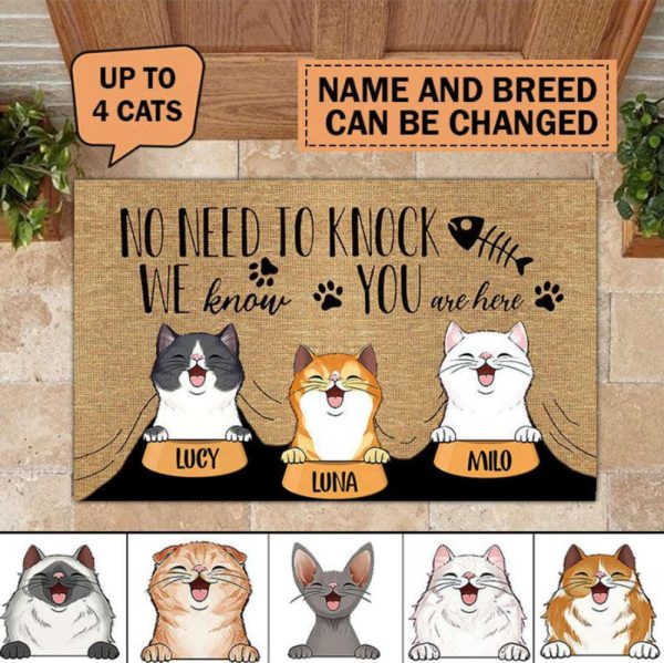 No Need To Knock We Know You’re Here Cats Personalized Doormat, For Christmas