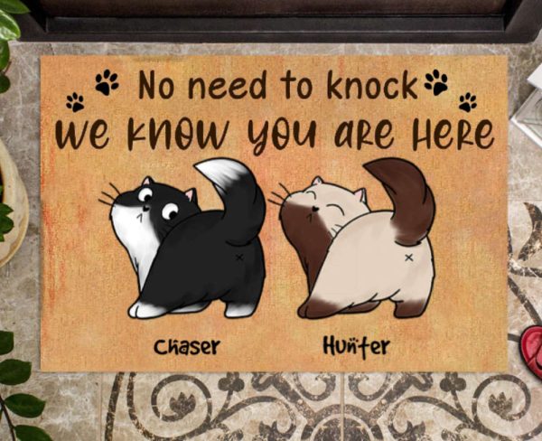 No Need To Knock We Know You’re Here Cats Personalized Doormat, Gift For Cat Lovers
