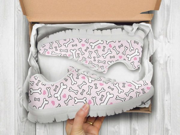 Pastel Bone Shoes Custom Name Shoes Bones Pattern Running Sneakers For Pet Lover