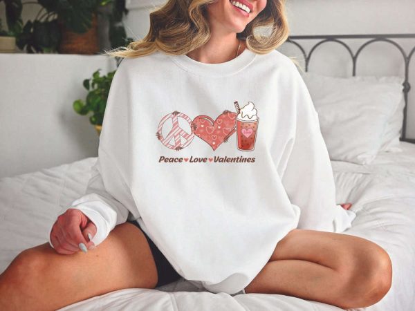 Peace Love Valentines Sweatshirt, Heart Sweatshirt, Valentine Sweatshirt, Gift For Woman