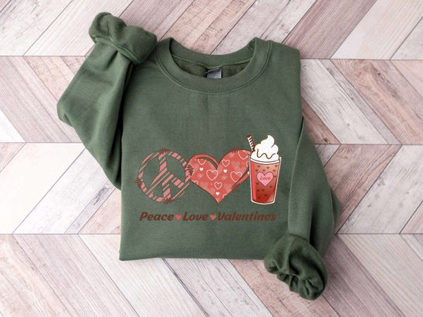 Peace Love Valentines Sweatshirt, Heart Sweatshirt, Valentine Sweatshirt, Gift For Woman