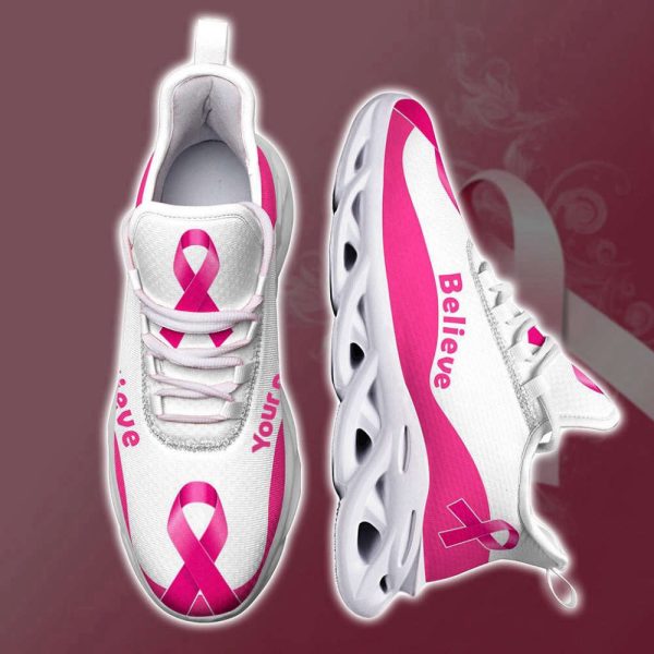 Personalized Believe Hope Breast Cancer Max Shoes, Pink Ribbon Shoes, Breast Cancer Gifts