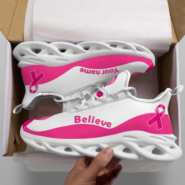 Personalized Believe Hope Breast Cancer Max Shoes, Pink Ribbon Shoes, Breast Cancer Gifts