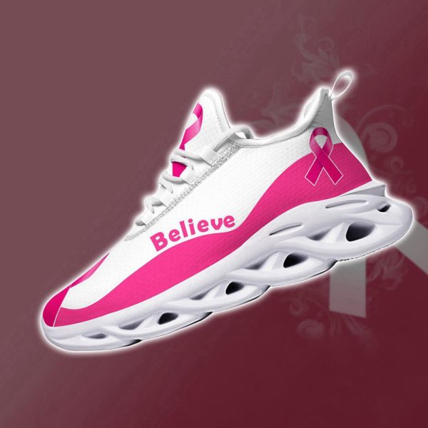 Personalized Believe Hope Breast Cancer Max Shoes, Pink Ribbon Shoes, Breast Cancer Gifts